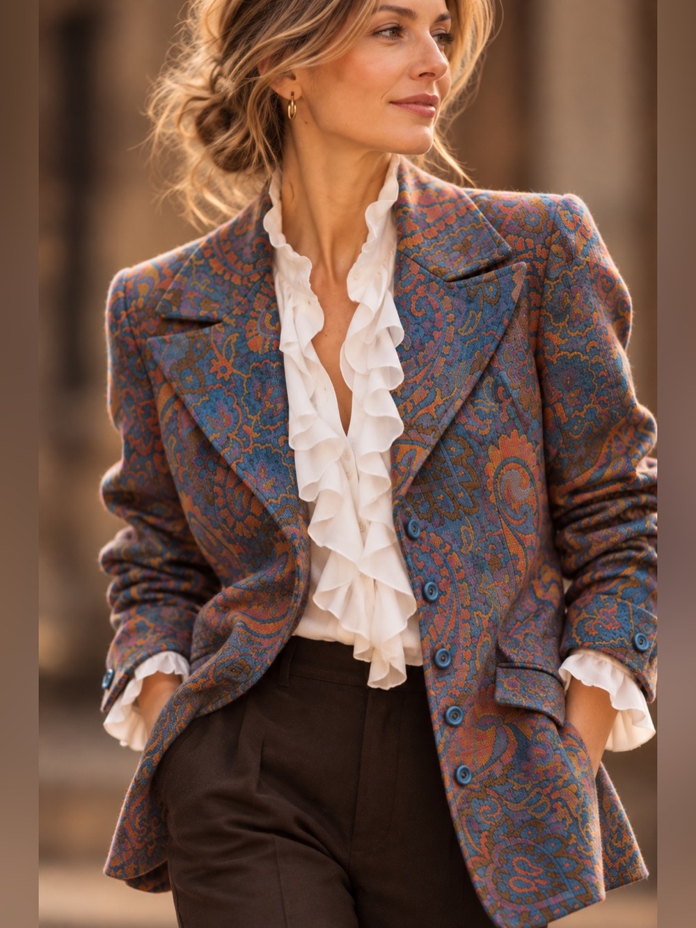 Vintage 1960s John Meyer Paisley Tapestry Blazer Size 10 Fall Statement Jacket